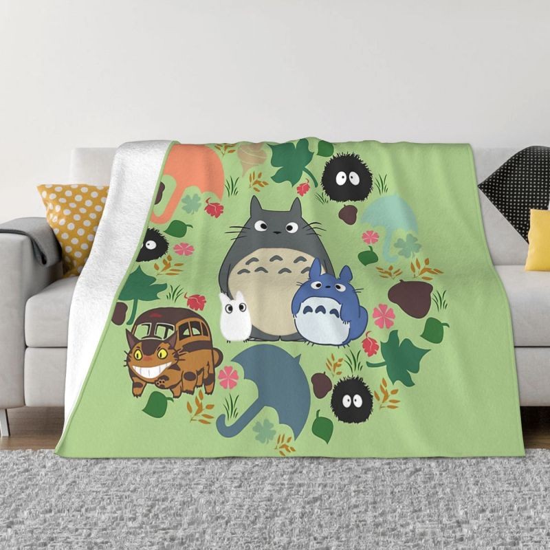 Selimut Anime Flanel Hangat Selimut Penutup My Neighbor Totoro untuk Kamar Tidur Kantor Seprei Lucu 