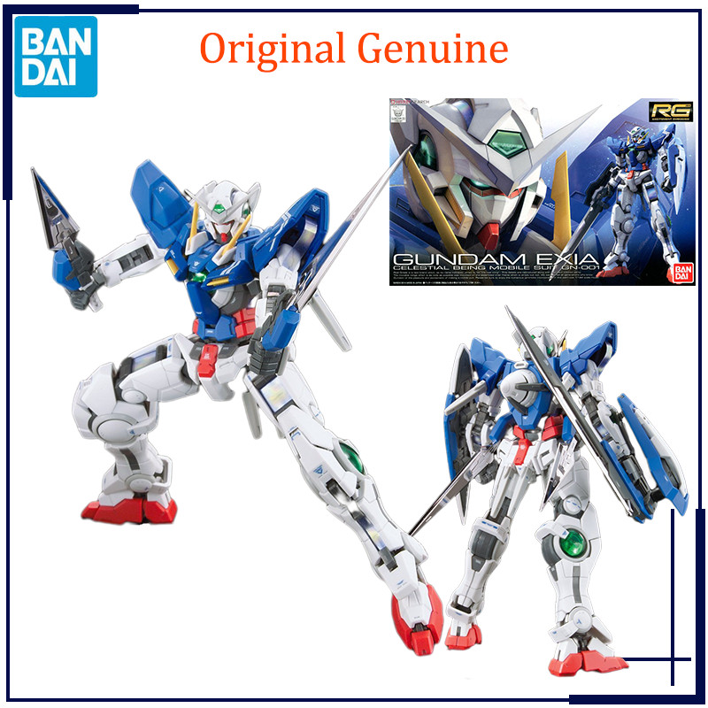 Bandai Asli Asli Anime GUNDAM EXIA RG 1/144 GN-001 Mainan Model Perakitan Hadiah Figur Aksi Ornamen 