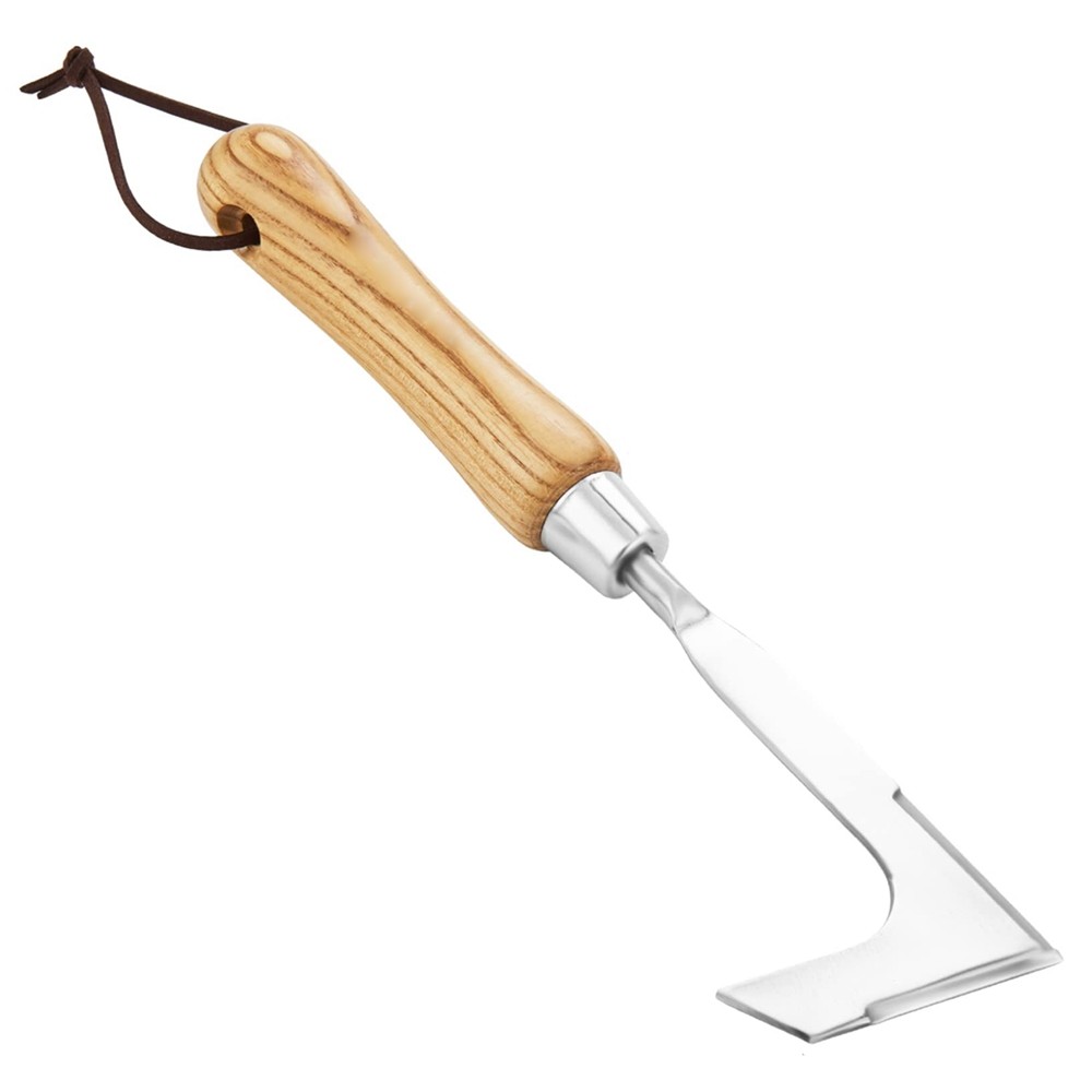 Alat Penyiangan Celah 9 Inci Gagang Kayu Baja Tahan Karat Mesin Pemotong Rumput Manual Sabit Penyian