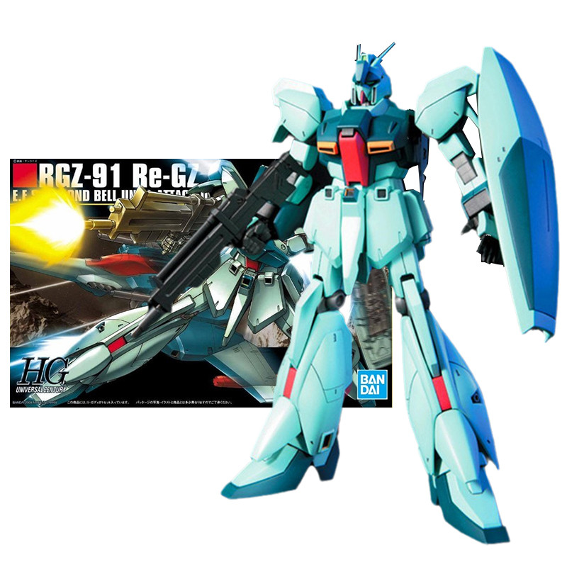 Asli Asli Gundam Model Kit Tokoh Anime HGUC 1/144 RGZ-91 Re-gz Koleksi Gunpla Anime Action Figure Ma