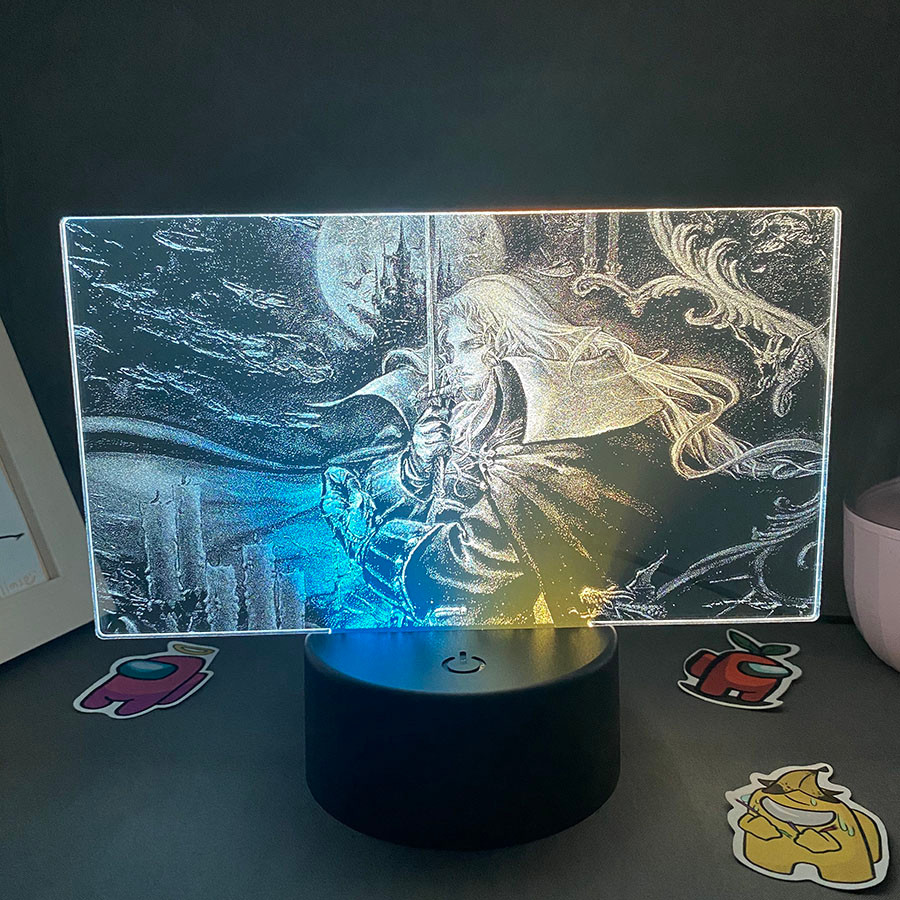 Permainan Castlevania Gambar Alucard Warna-warni Dua Warna Akrilik Lampu Malam Dekorasi Kamar Tidur 