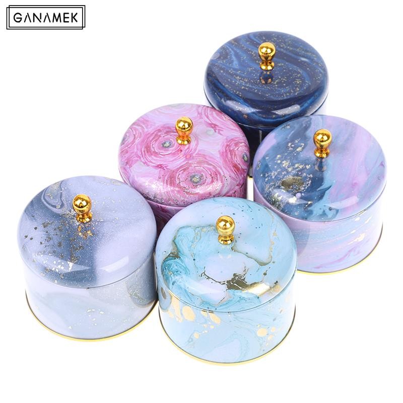 1 Buah Kotak Wadah Rias Penyimpanan Kaleng Koin Perhiasan Permen Teh Kotak Timah Bundar Retro