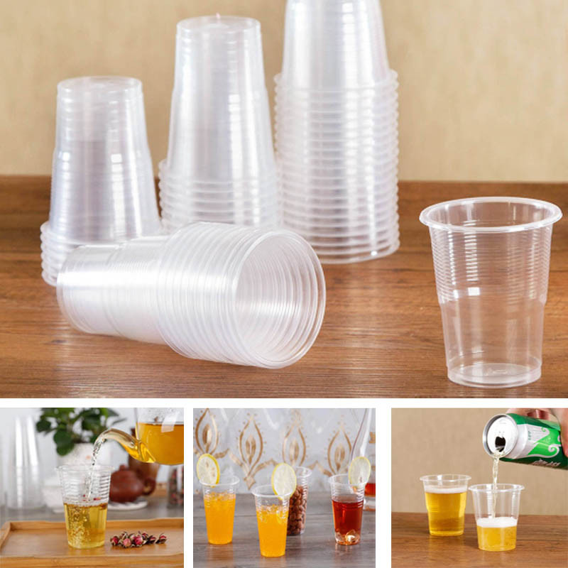 25/50/100 Buah Plastik Bening 8Oz Cangkir Sekali Pakai 200Ml Gelas Minum Cangkir Gaya Penjual Otomat