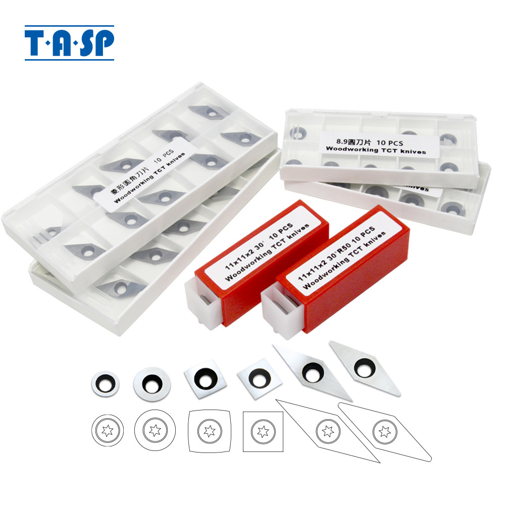 TASP 10 Buah Pemotong Sisipan Karbida Alat Pembalik Kayu Pisau Penggilingan Pengganti Berlian Perseg