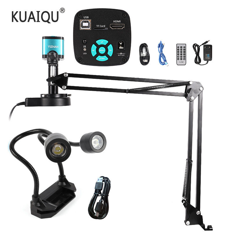 Mikroskop 4K HDMI C Mount 150X Mikroskop Video Industri USB 48MP 1080P Kamera Lampu LED Elektronik D