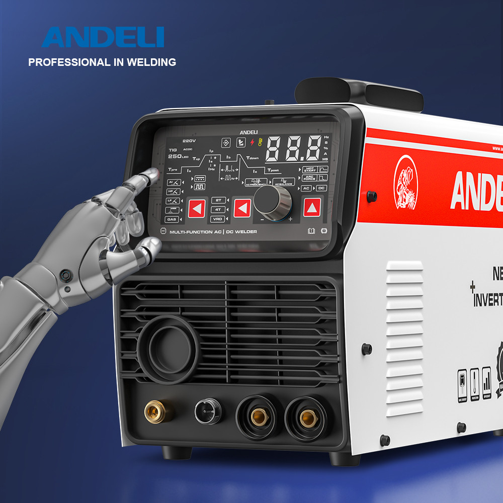 ANDELI 220V AC DC TIG Tukang Las TIG-250PE Mesin Las TIG MMA Pulsa Aluminium Las Aluminium Tukang La