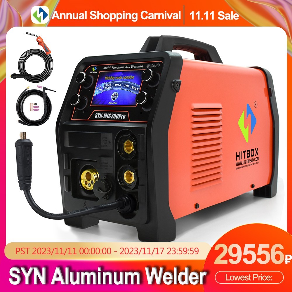 HITBOX 5 In 1 Aluminium MIG MAG Tukang Las dengan MMA TIG Gas Mesin Las Tanpa Gas Inverter Semi-otom