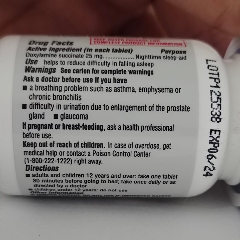 Kirkland S Sleep Aid Doxylamine Sucte 25mg 96 Tablets Kirkland Sleep Aid