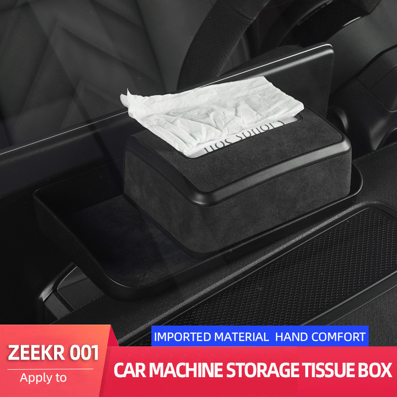 Terlaris Alcantara Car Machine Storage Box For ZEEKR 001 Suede Car Navigation Rear Hidden Tissue Or