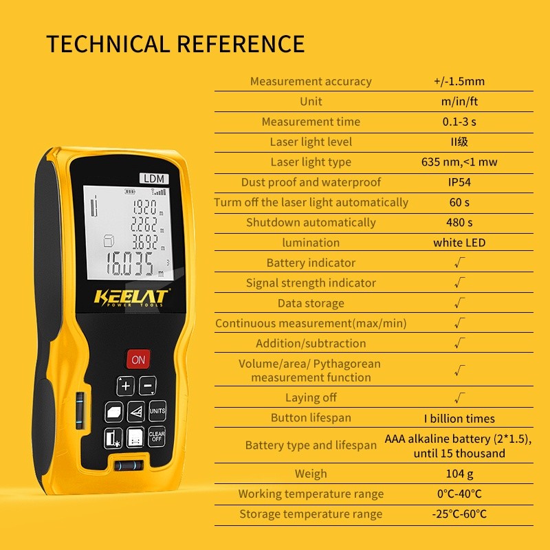 KEELAT 100M Digital Meteran Laser