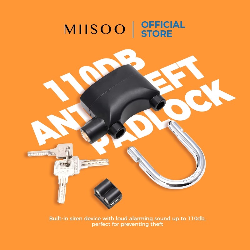 Miisoo Gembok Alarm/ Gembok Anti Maling/ Gembok Anti Pencuri untuk Mobil Motor