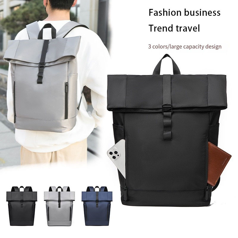 1 Piece Of New Roll-Top Backpack, Unisex Casual Bag, Roll-Top Roll-Top Backpack, Student Sool Bag,