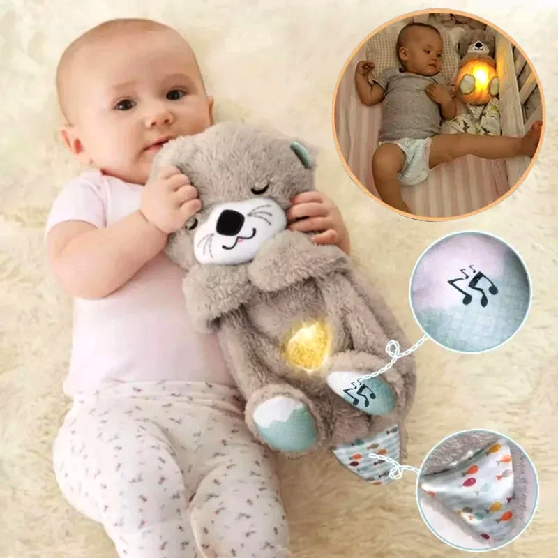 Kids Teddy Playmate Otter Plush Doll Toy Music Companion Sound Light Doll Bear Toy Adult Birthday
