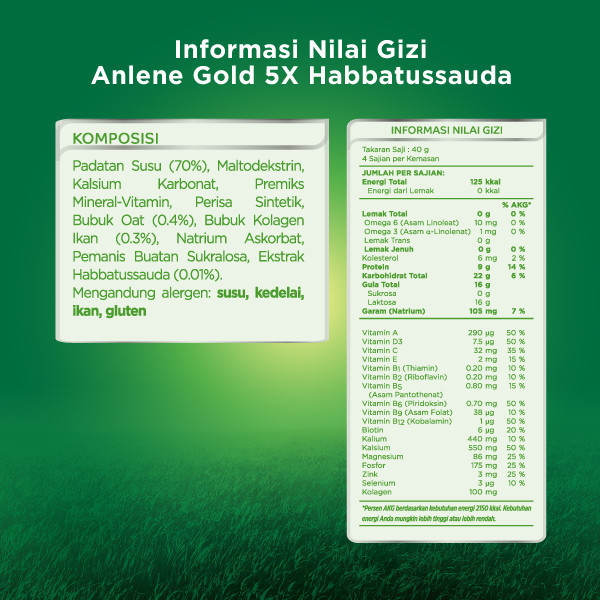 

Anlene Gold 5X Habbatussauda Susu Bubuk Dewasa Madu 580g - Nutrisi Tinggi Kalsium Untuk Tulang,