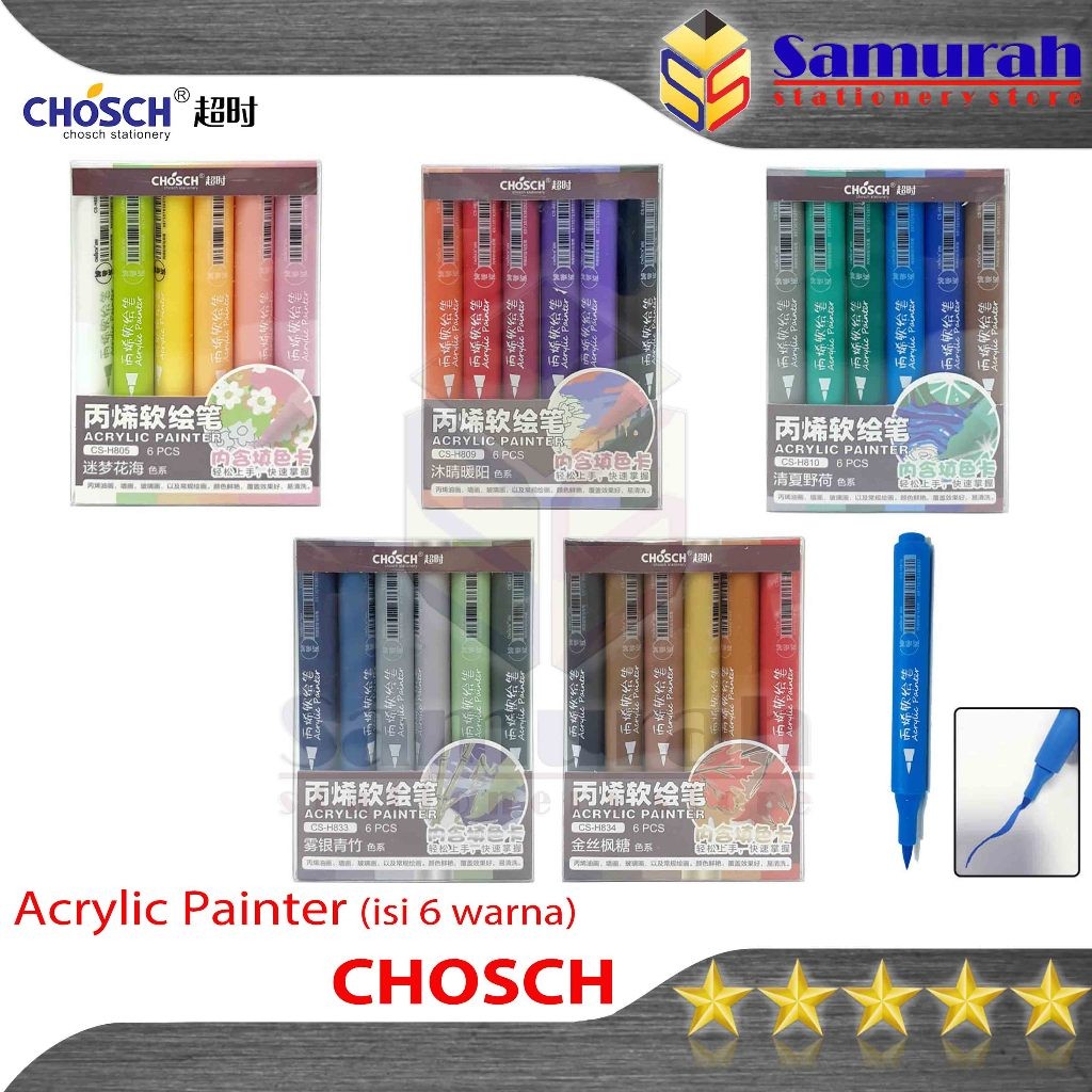 

Spidol Acrylic Painter Chosch CS-H isi 6 Warna Campur / Mix 6 Colours H805 - H809 - H810 - H833 -