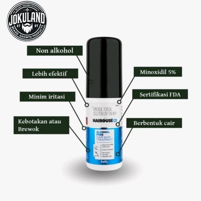 HAIROUSE MINOXIDIL 5% NON ALKOHOL ORIGINAL INDIA Menumbuhkan Brewok Haircare