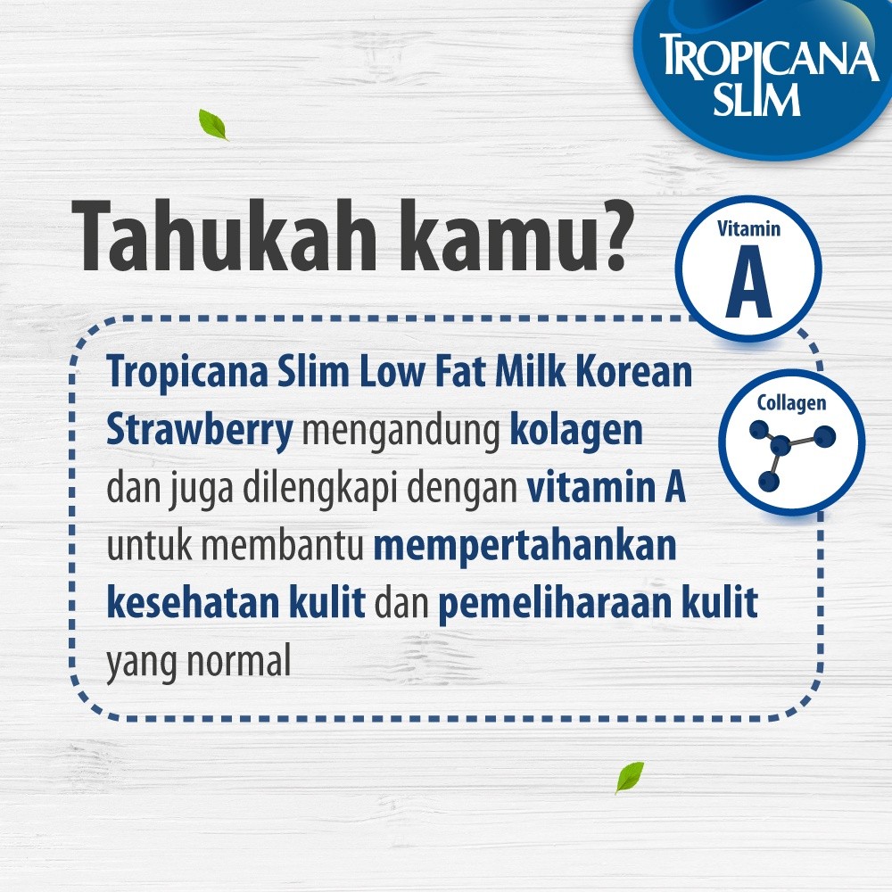 

Twin Pack - Tropicana Slim Low Fat Milk Korean Strawberry 500g Susu Diet dengan Kolagen