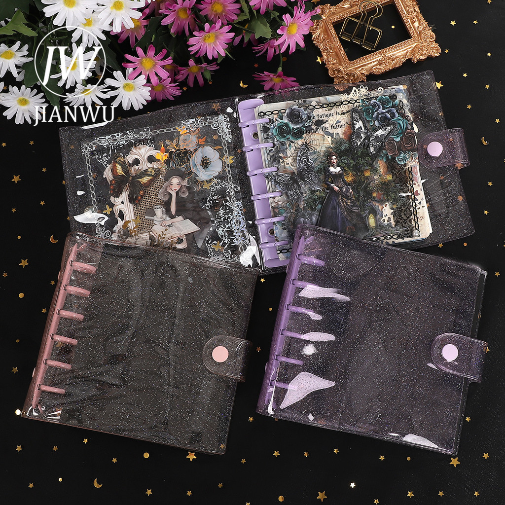 

Jianwu A7 Bag-Style Sparkling Shell Square Material Collage Loose-Leaf Gauze Book Creative Journal