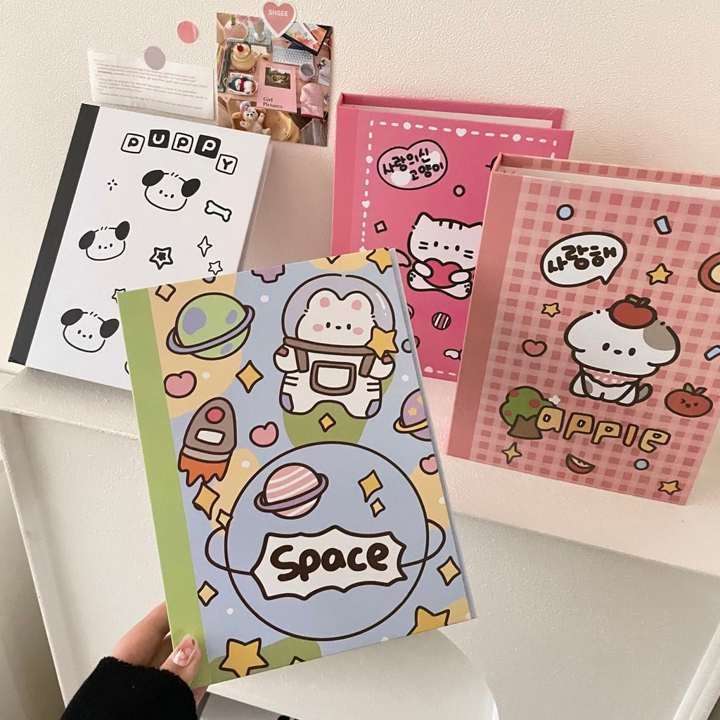 

Skysonic New A5 Binder Collect Book Photo Album Agenda Kawaii Gird Cover Postcards Ring Organizer