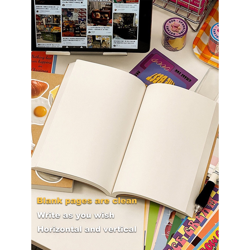 

368 Pages Black Card Kraft Paper Cover Blank Inner Core Soft Copy Thick Notebook