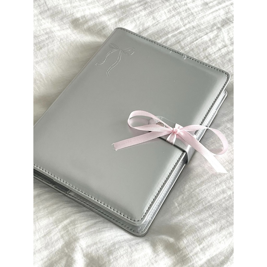 

A5 Sliver Bow Pu Leather Diy Binder Photocards Collect Book Diary Agenda Planner Diy Cover Album