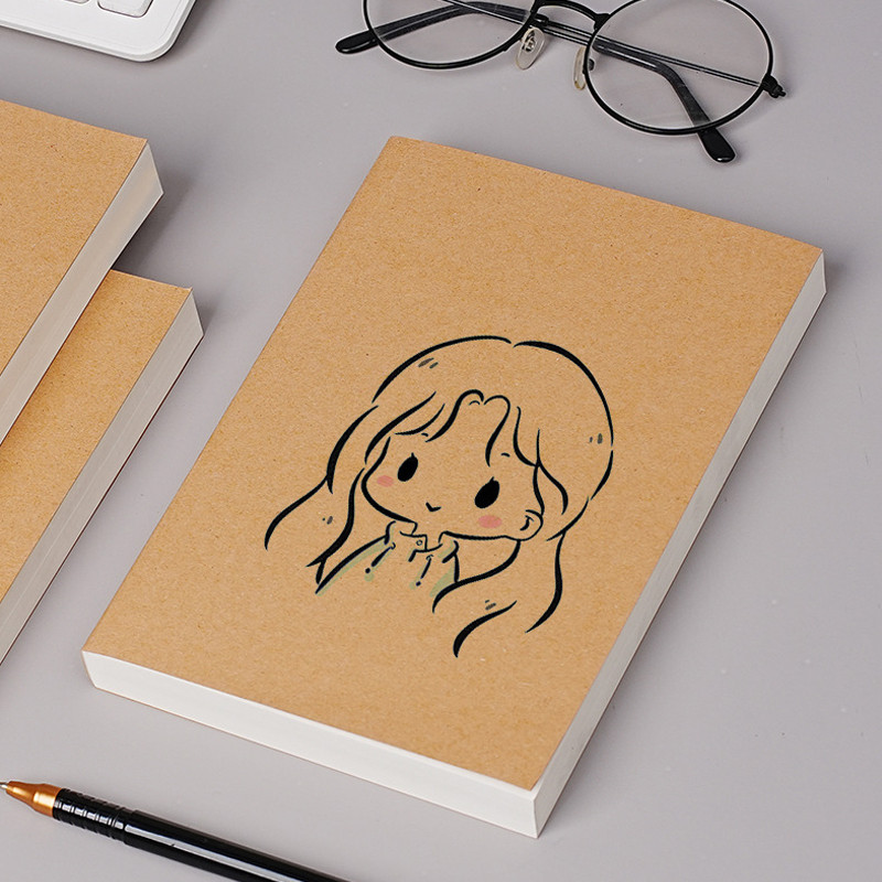 

A5/B5 Notebooks Thicken 100 And 200 Sheets/Book,Kraft Diy Cover,Blank Journal,Draft Book,Office