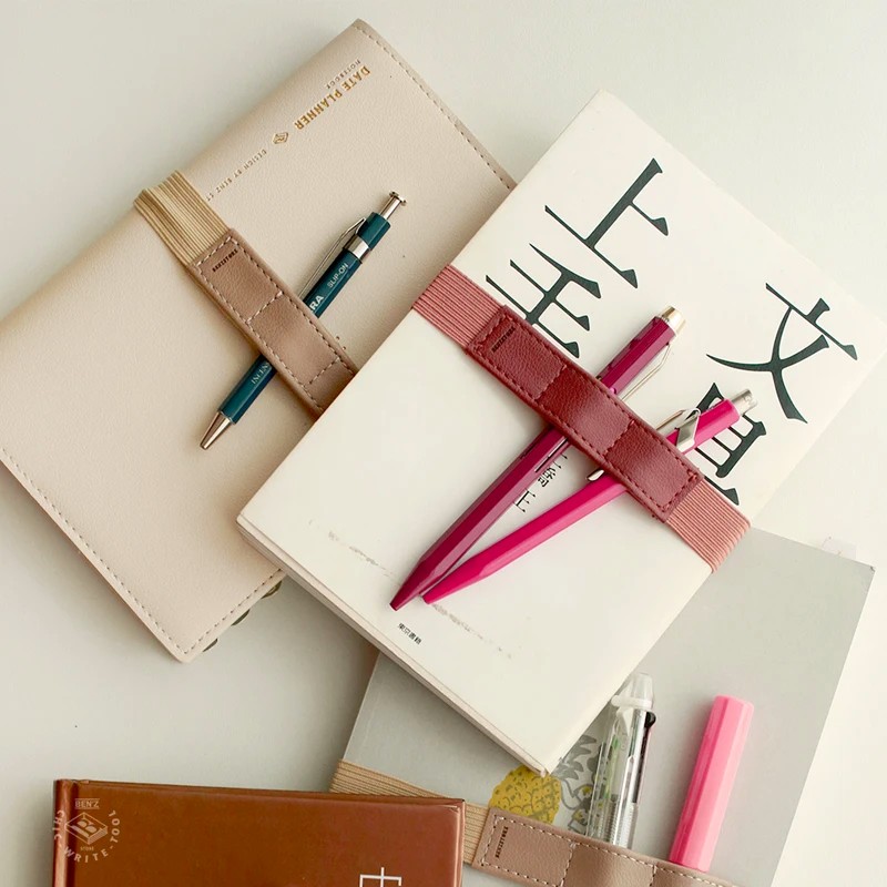 

Leather Pen Clip Retractable Pencil Case Insert Elastic Strap Pen Clips Retro Notebook Diy