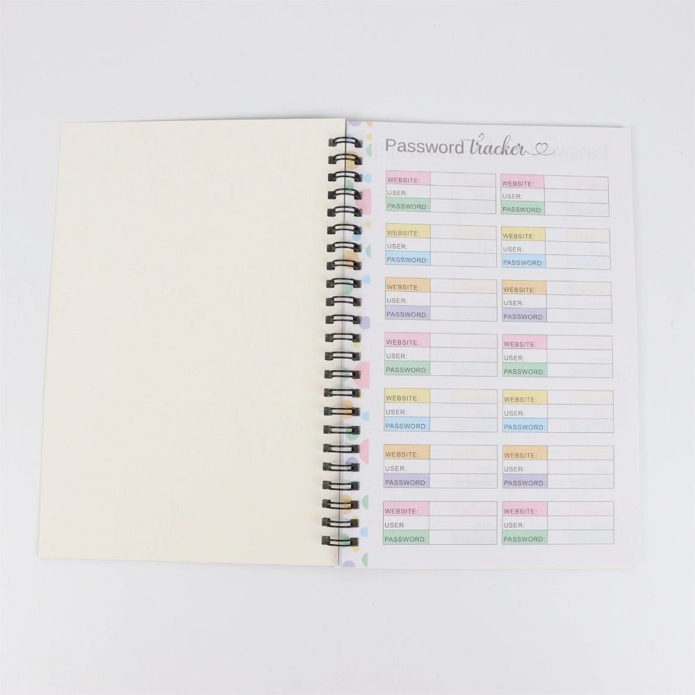 

Teal Cover Spiral Password Notebook Gold Key Design To Do List Memo Notepad Time Organizer Taking