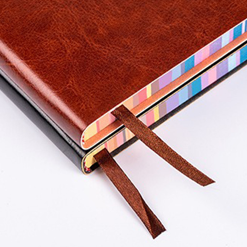 

A5/A6 Pu Soft Leather Cover Rainbow Color Edge Cute Notebook Colorful Edge Notebook Thickened Diary