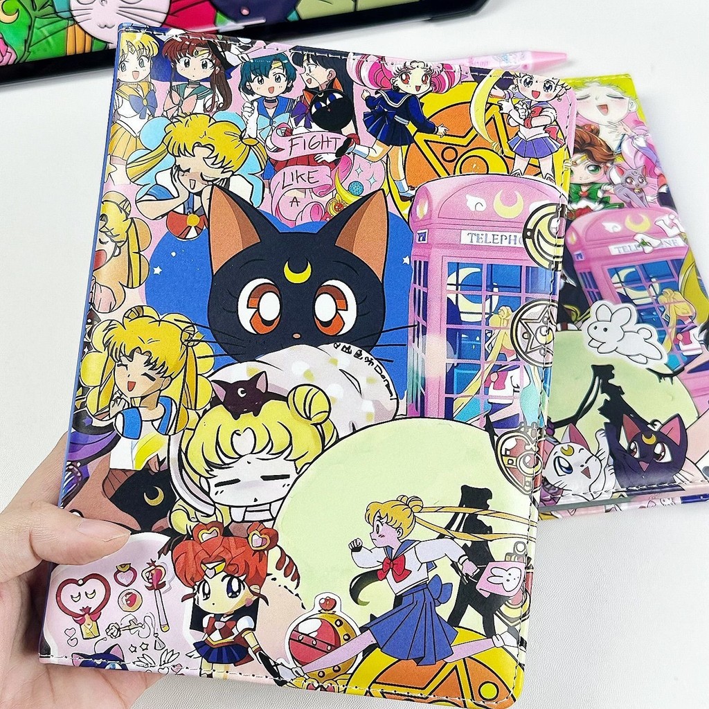 

A5 Notebook Cute Illustration Sailor Moon Leather Cover Fully Painted Inner Page Student Handbook