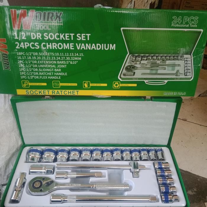 READY KUNCI SOK WOIRX 24 PCS SOK SET 10 - 32 MM CRV 1/2" DR Socket Set 24PCS