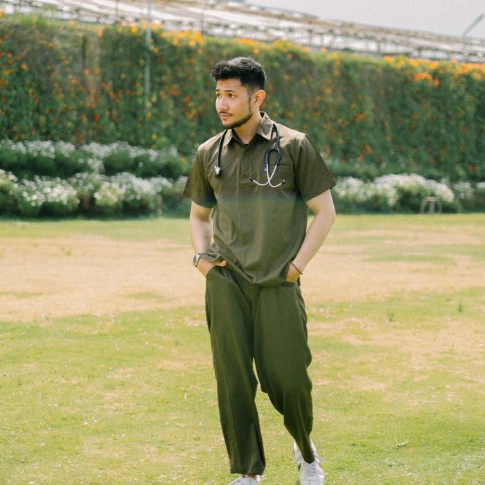 Baju Jaga Polo - Olive Scrubs Theatre Blues Cardinal