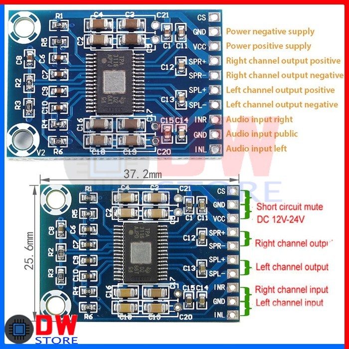 RB2233 XH-M562 100W 2x50W Stereo Power Amplifier TPA3116D2 TPA3116 PCB Board