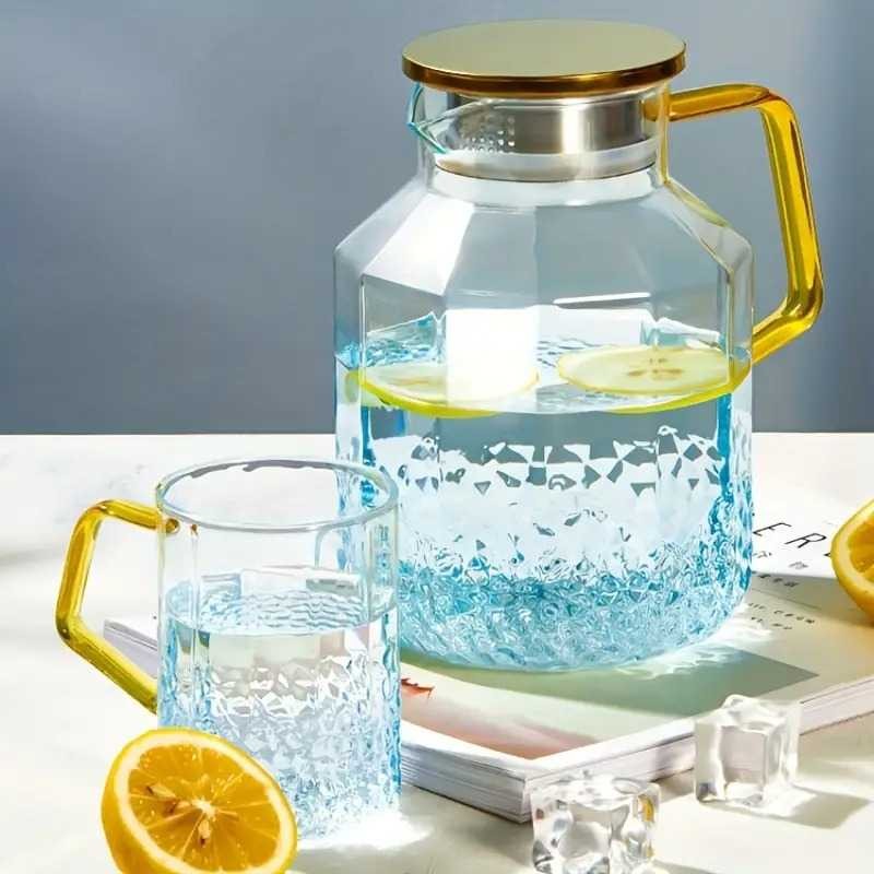 

Teko Kaca Tahan Panas Teko Air 1.8L dengan 2 Gelas Heat Resistant Glass Pitcher Water Jug 1.8L with 2 Cups Warna Biru