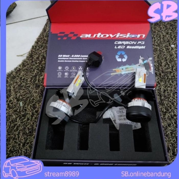PREMIUM LED Lampu Mobil Autovision Carbon P3 58watt H1 H7 H4 H11 Hb3 4700k