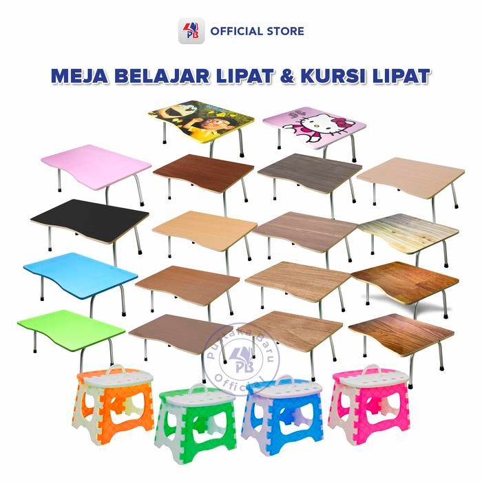 PREMIUM Meja Belajar Lipat / Meja Belajar Anak / Meja Kursi lipat Portable / Meja Laptop Serbaguna