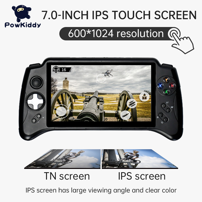 POWKIDDY New X17 Android 7.0 Retro Handheld Video Game Console 7-inch IPS Touch Screen MTK 8163 Quad