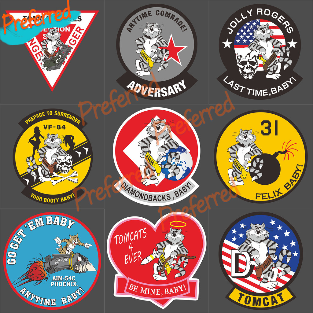Kualitas Tinggi Stiker Top Gun Iceman Helm Maverick Angsa Stiker Vinil Stiker F-22 Raptor F-18 F-14 
