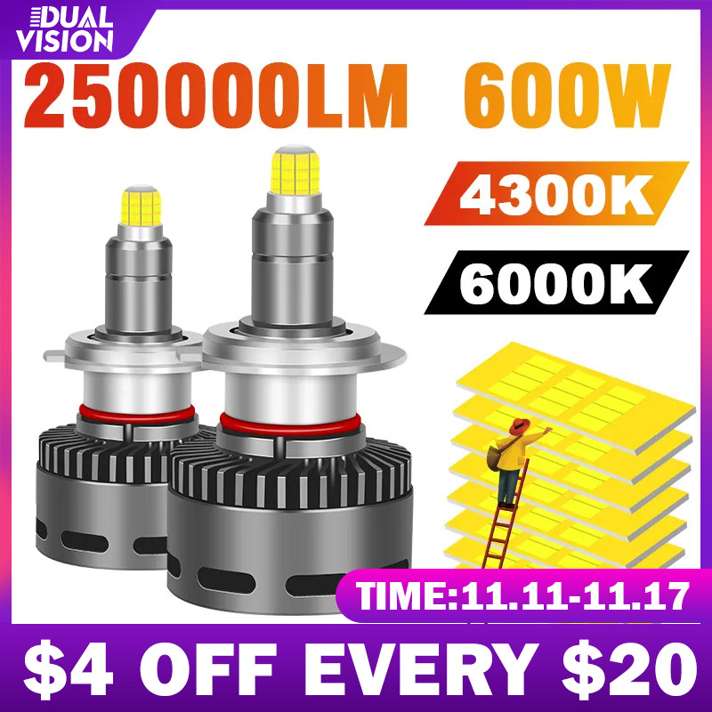 H7 LED 360 Canbus H11 H1 250000LM 600W HB3 HB4 9005 9006 D2S D4S LED Bohlam Lampu Depan Mobil 6000K 