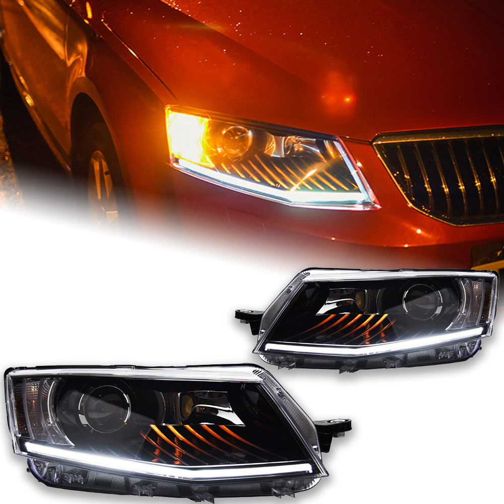 AKD Lampu Depan Hiasan Mobil untuk Lampu Depan Skoda Octavia 2015-2017 Octavia A6 Lampu Depan LED DR