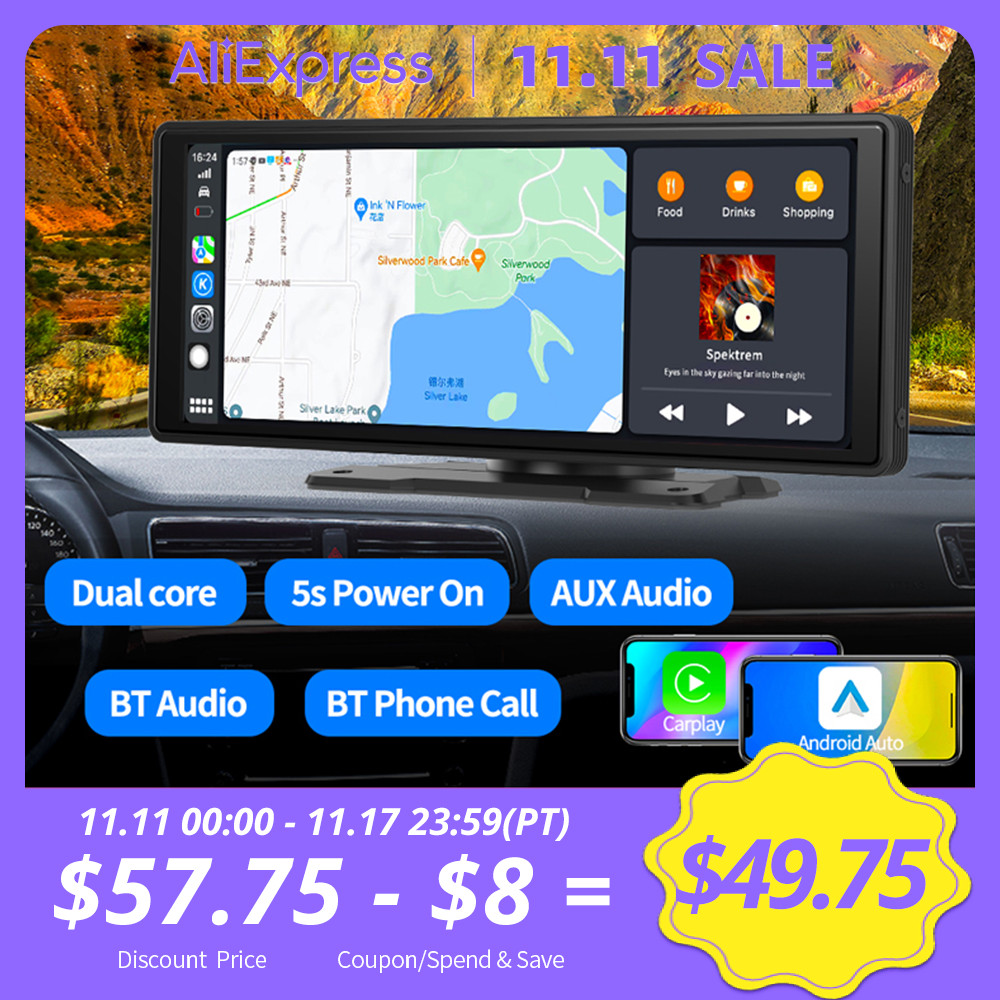 Perekaman Cermin Mobil 10.26 "CarPlay Nirkabel & Kamera Dasbor Otomatis Android Navigasi GPS Perekam