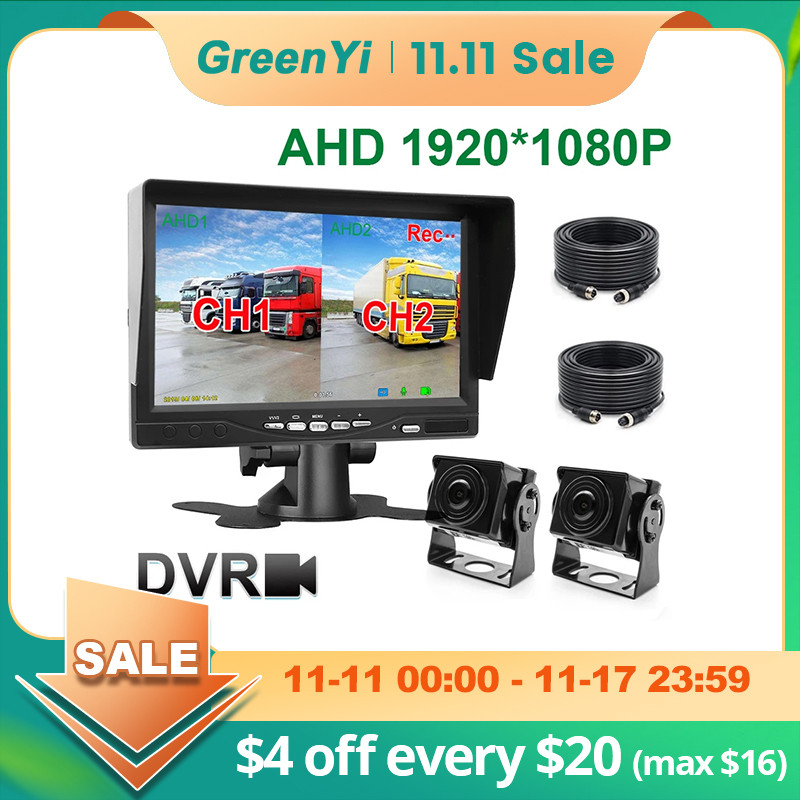 2CH 1920*1080P 7 Inci Layar IPS Monitor DVR AHD Mobil Truk Bus dengan Perekam Video Digital untuk Ka