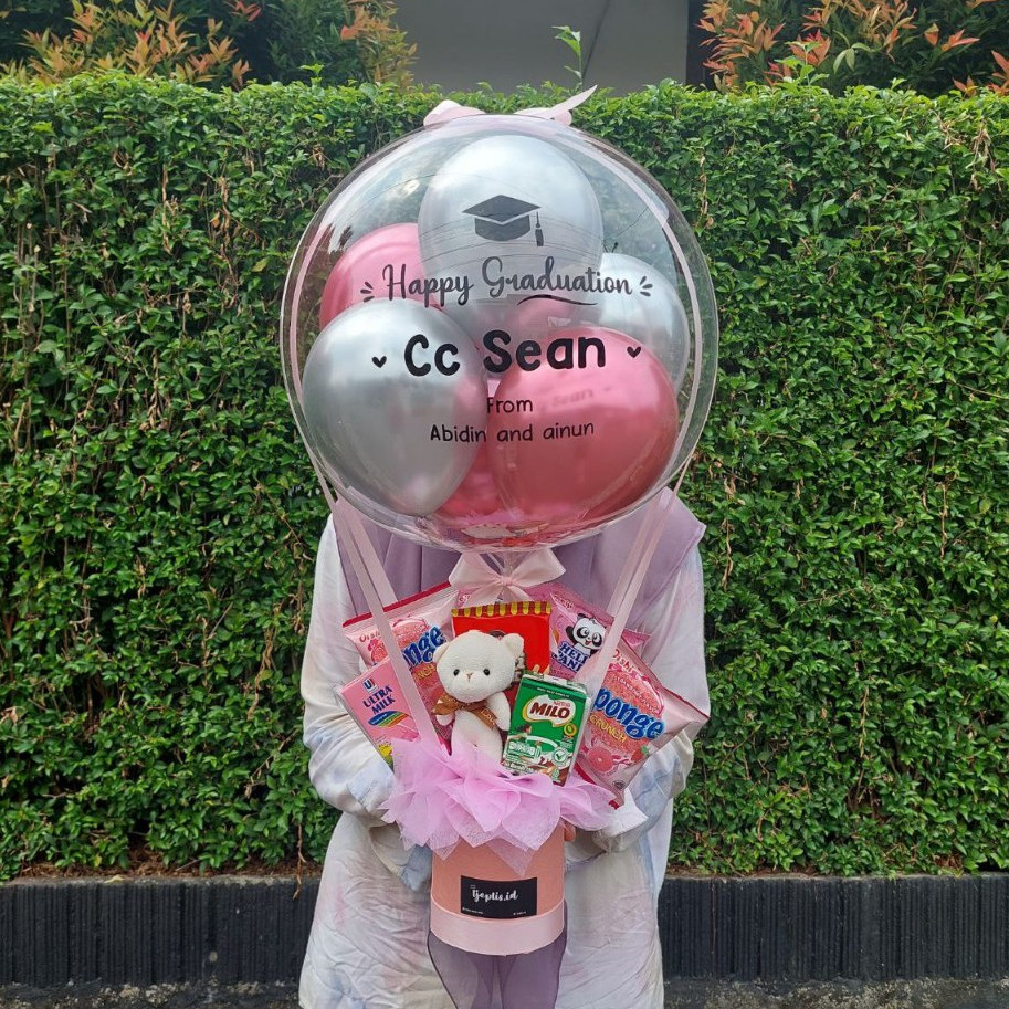 Bucket Balon/Balon Ucapan/Bouquet Balon/Buket Balon Snack (Model D) untuk Wisuda/UlangTahun dll