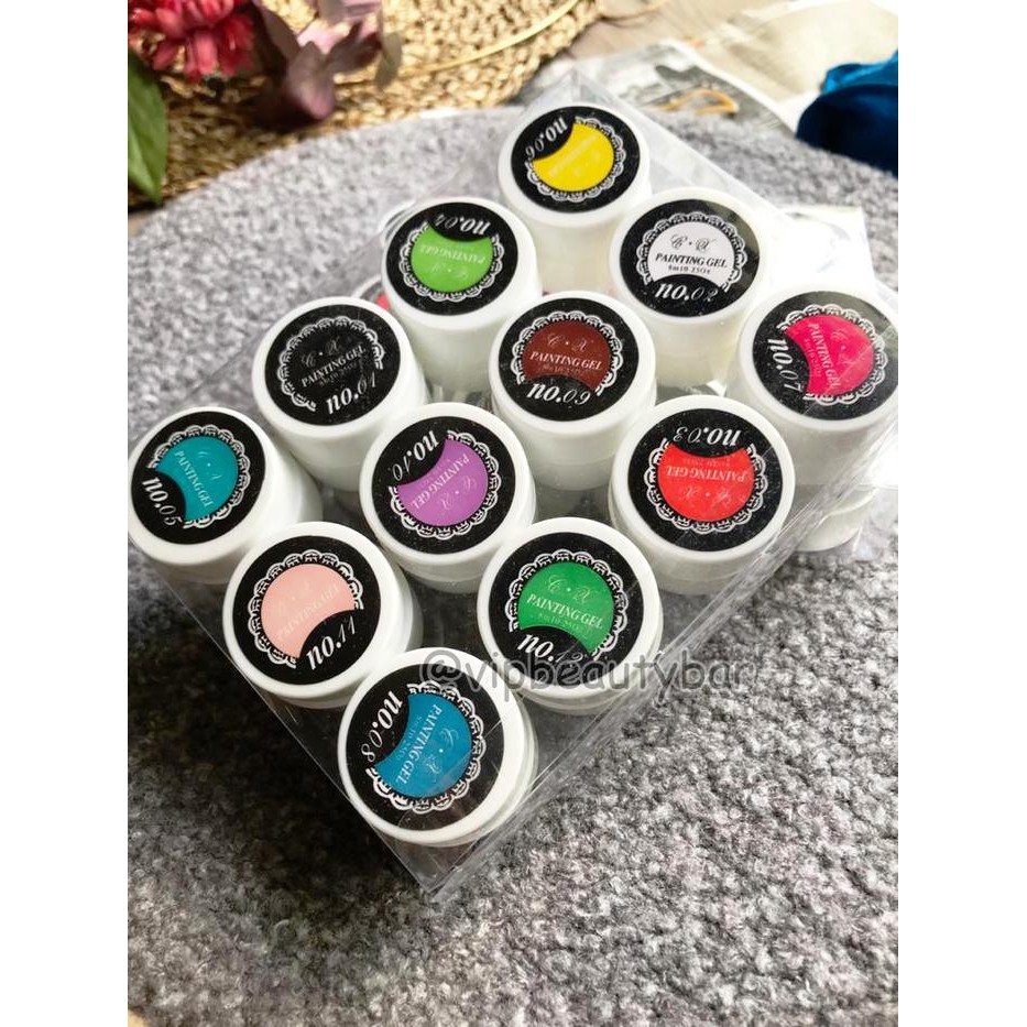 Set 12Pcs Nail Gel Painting Nail Gel Colour Nail Painting Gel Paint -Gratisongkir
