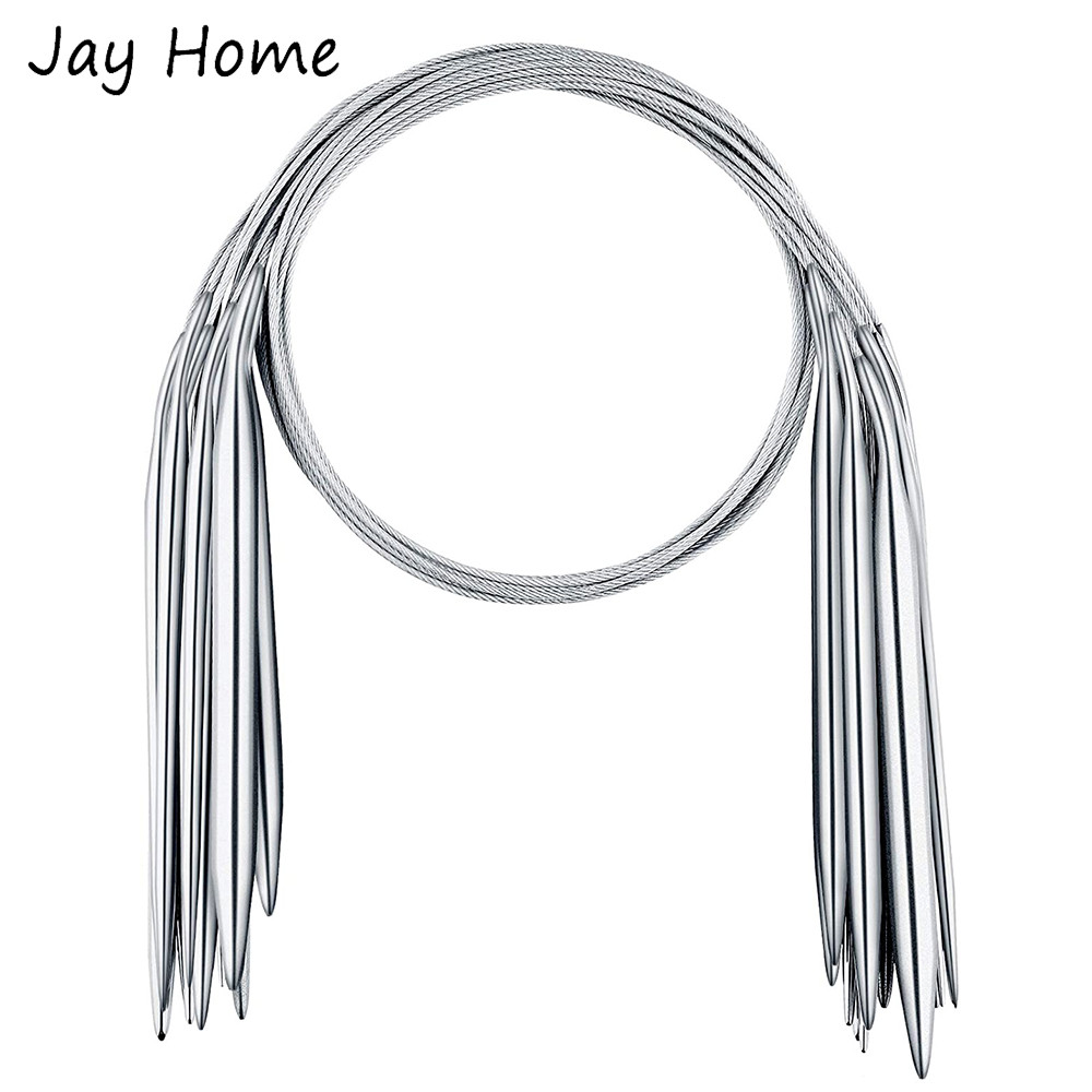 6 Buah Set Jarum Rajut Melingkar Baja Tahan Karat 32 Inci Jarum Rajut Benang Rajut Jarum Tenun Akses