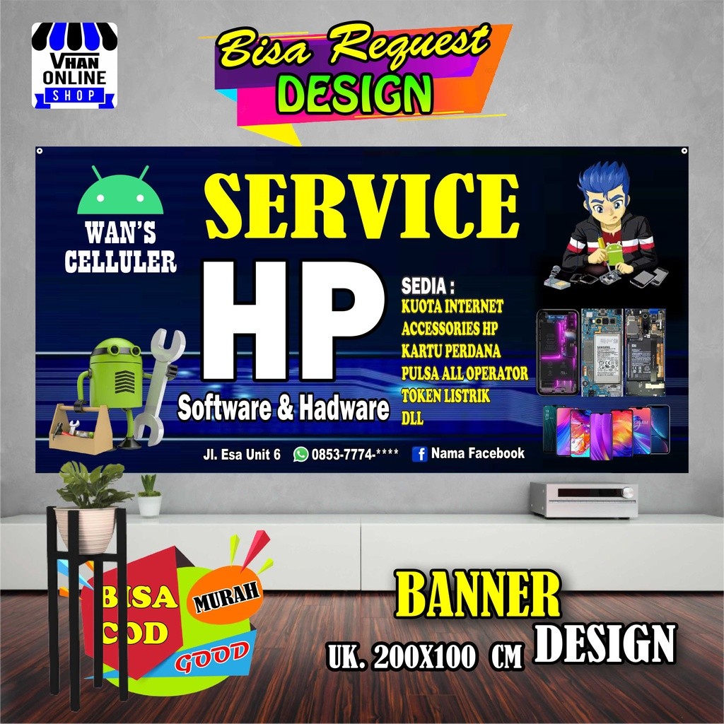 Lsp - Spanduk Banner Service Handphone, Service HP, Konter Bagus Keren