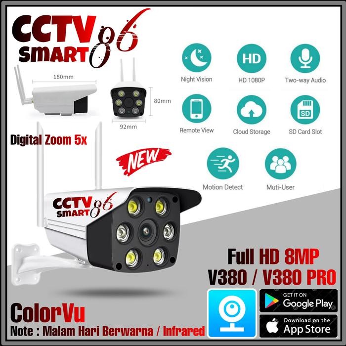 IP Outdoor V380 Color Fu / Ip Kamera 8MP CCTV Outdoor wifi Wireless