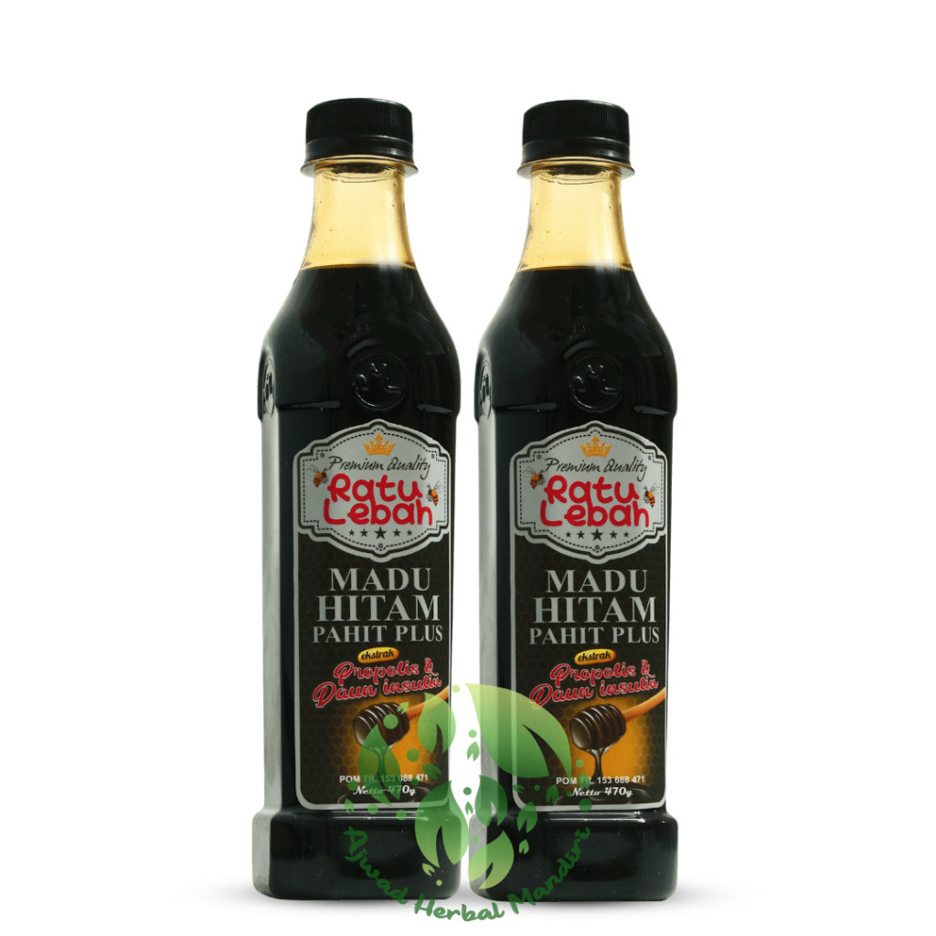

RATU Paket 2 Pcs Madu Hitam Pahit Plus Propolis Ratu Lebah 470gr - Obat Diabetes Kolesterol Asam
