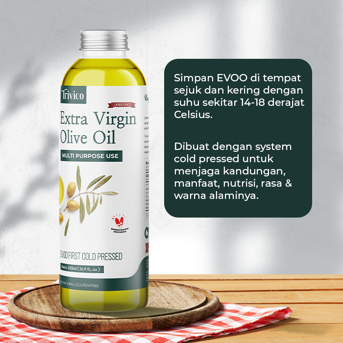 

Trivico Extra Virgin Olive Oil 500ml - Minyak Zaitun Premium Asli Untuk Masak & Body Oil