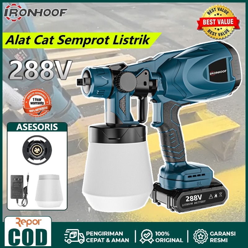 Nds - Ironhoof 288V Electric SprayBaterai 850w Spray Gan 800ml Kompresor Listrik Alat Semprot Cat